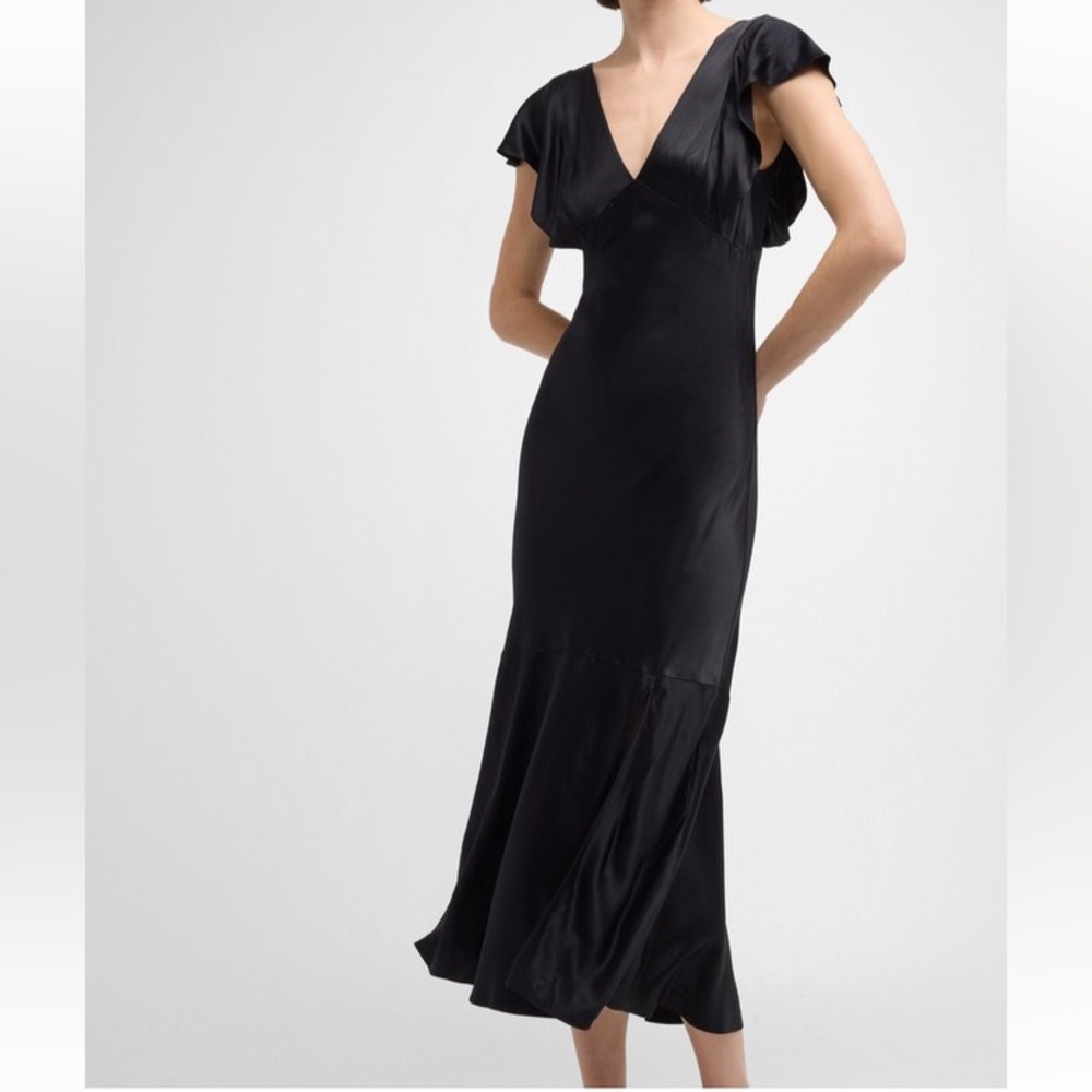 Rails Dina Flutter-Sleeve Satin Midi Dress